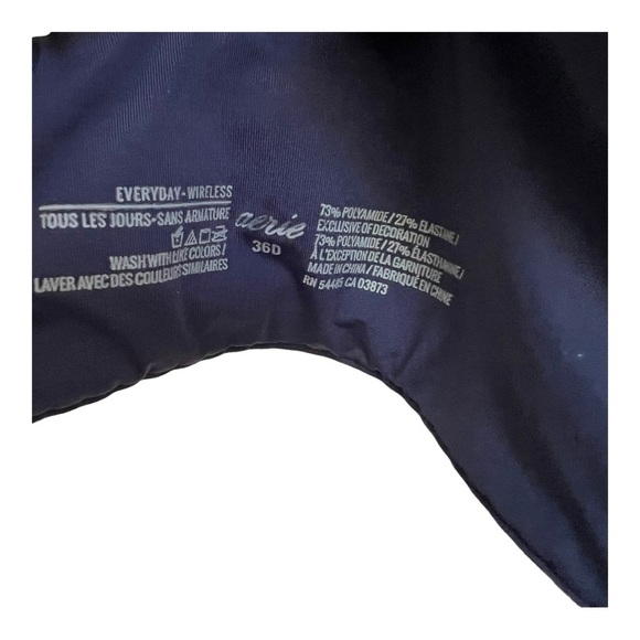 Aerie Women's Real Happy Lace Lined Wireless Bra Straps Navy Blue Size 36D‎ - Picture 4 of 5